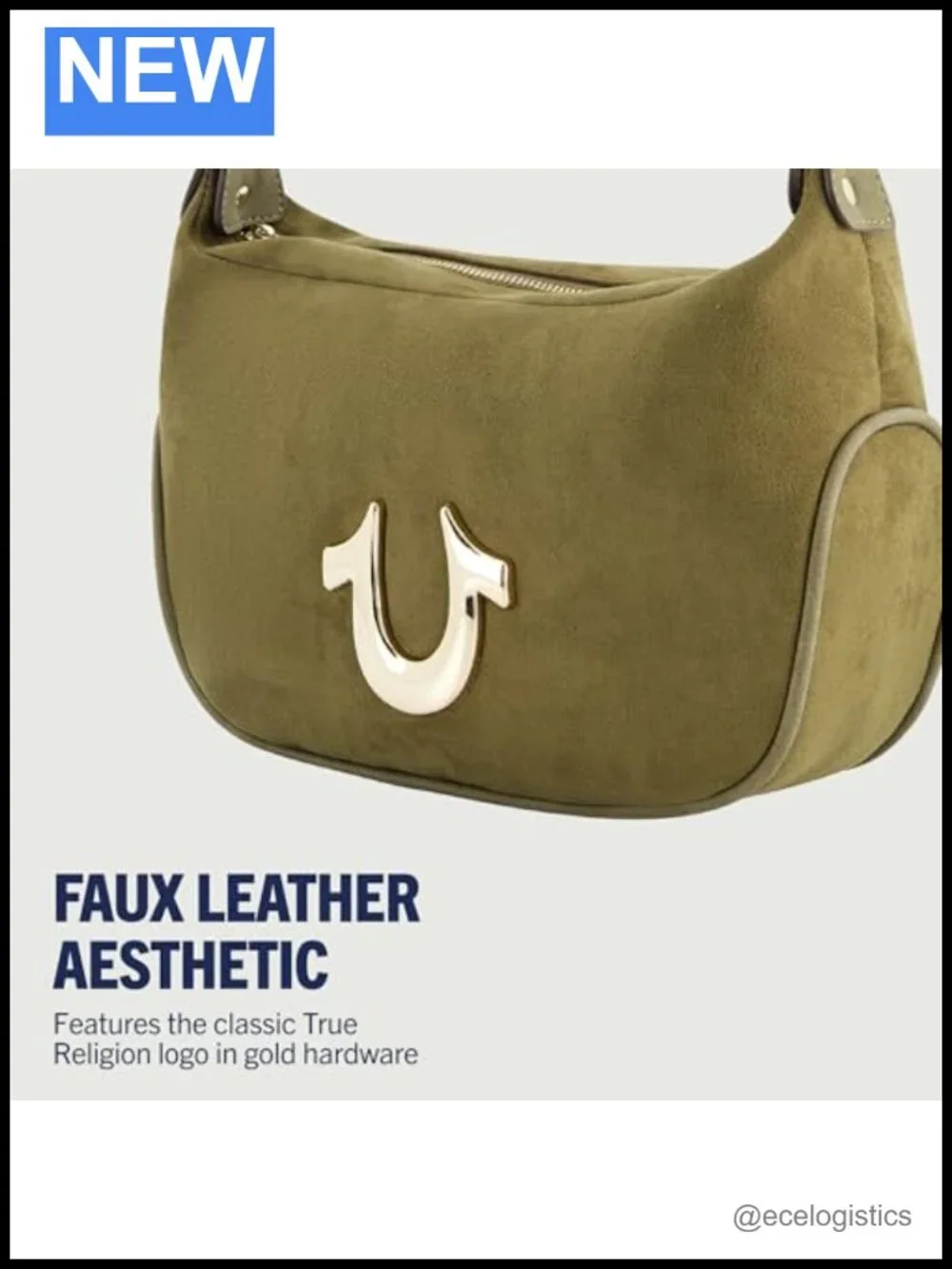 Women's Hobo Handbag with Eyelet Strap Faux Leather Purse with Gold Hardware